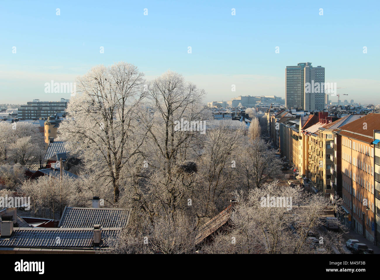 Södermalm in Stockholm ein frostiger sonnigen kalten Wintertag. Stockfoto