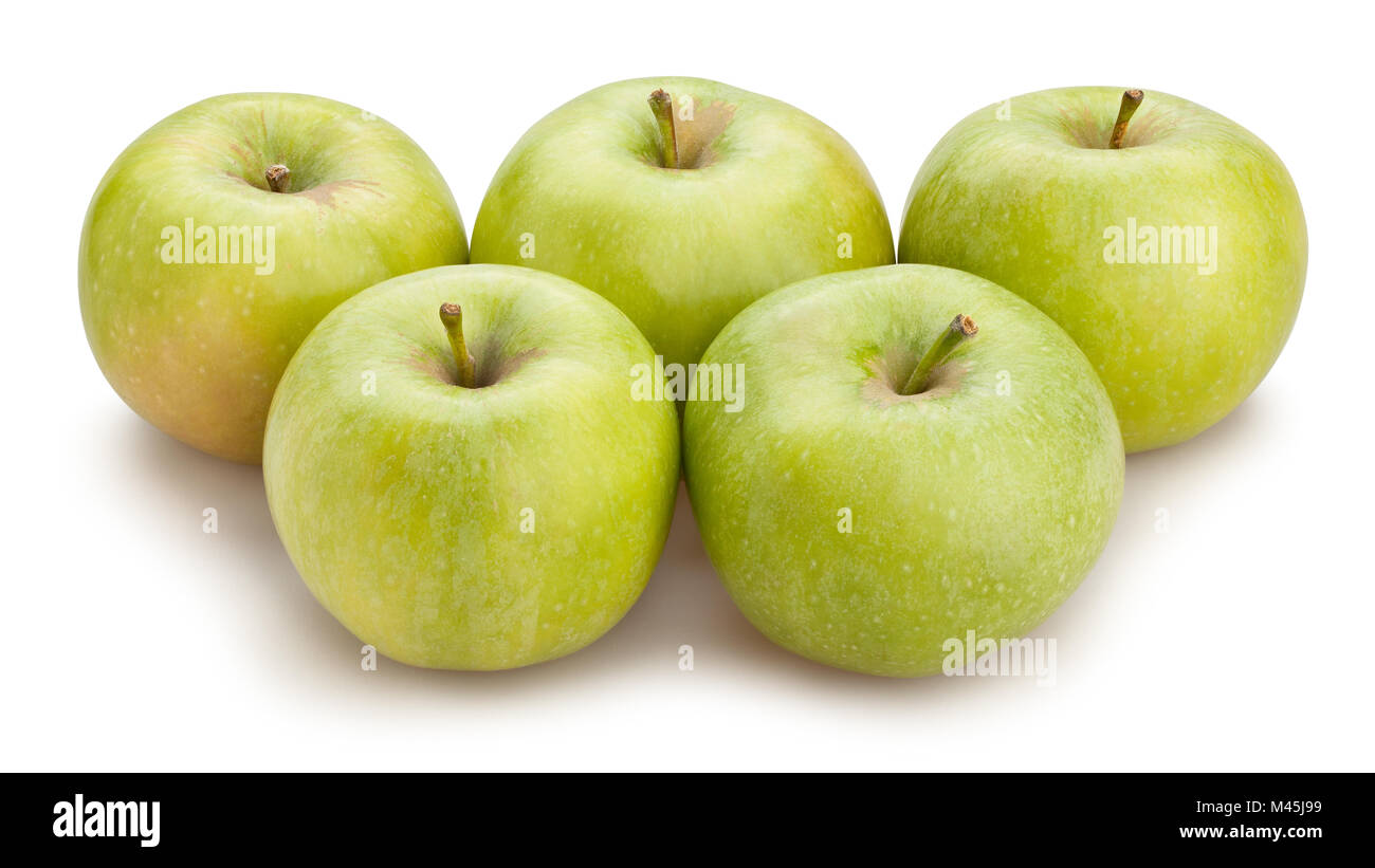 Grüne Äpfel weg isoliert Stockfoto