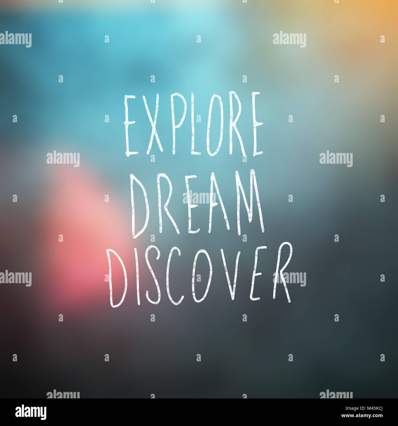 Zusammengesetztes Bild von Explore Dream Entdecke Wort Stockfoto
