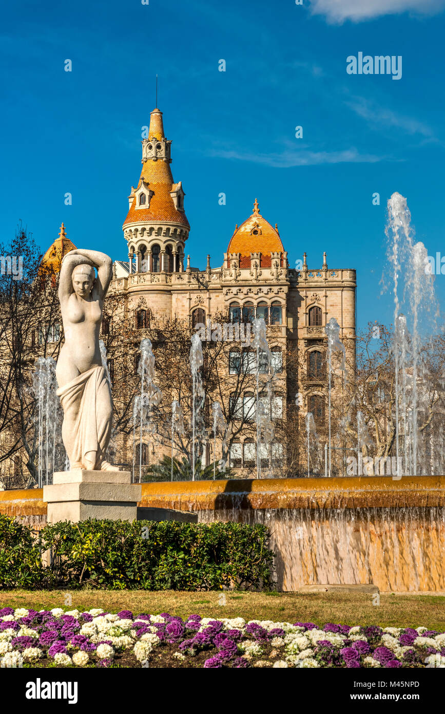 Casa Rocamora Gebäude im Art nouveau Stil oder katalanischen Modernisme, dem Plaza Catalunya, Barcelona, Katalonien, Spanien Stockfoto