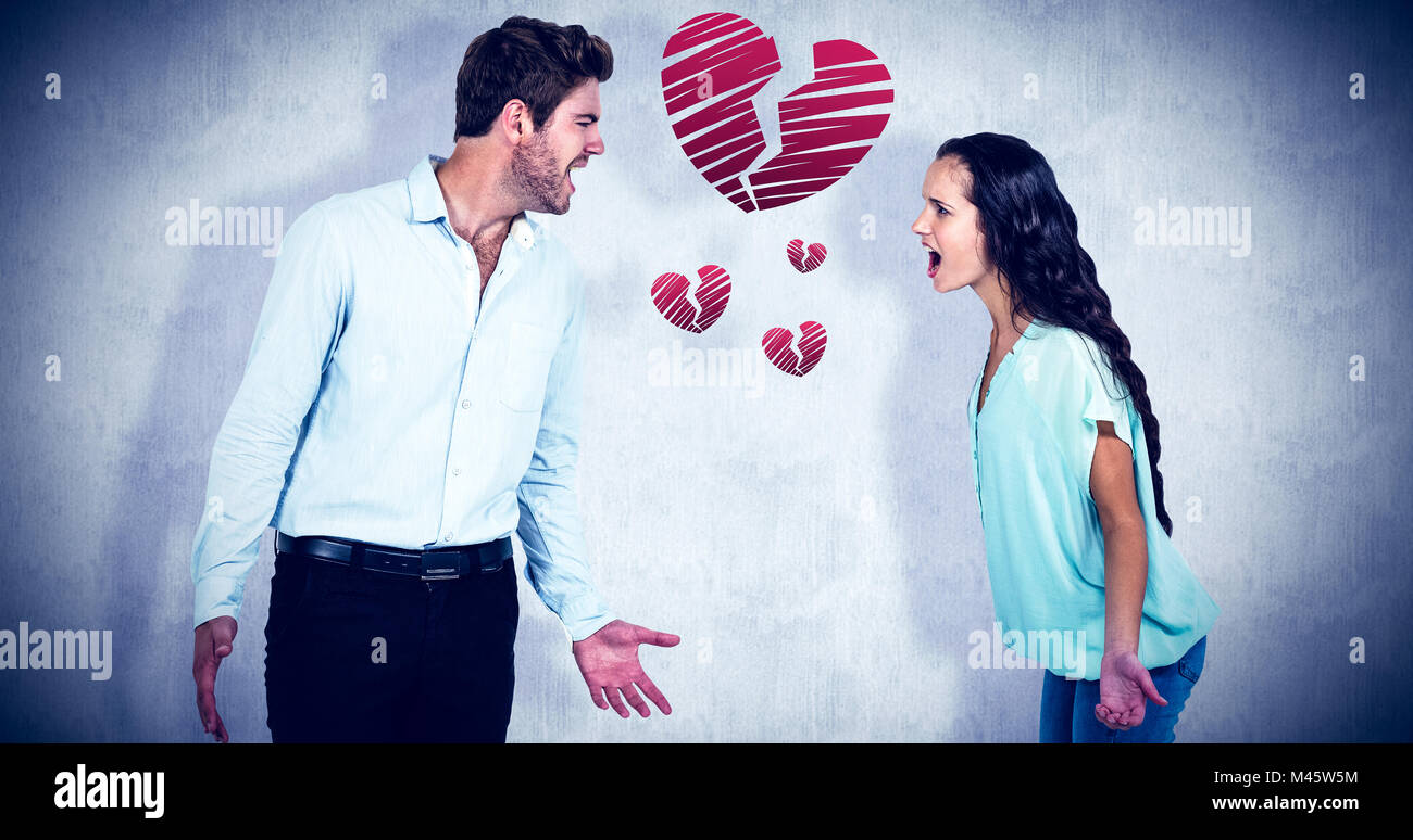 Zusammengesetztes Bild von schreienden paar beim argument Stockfoto