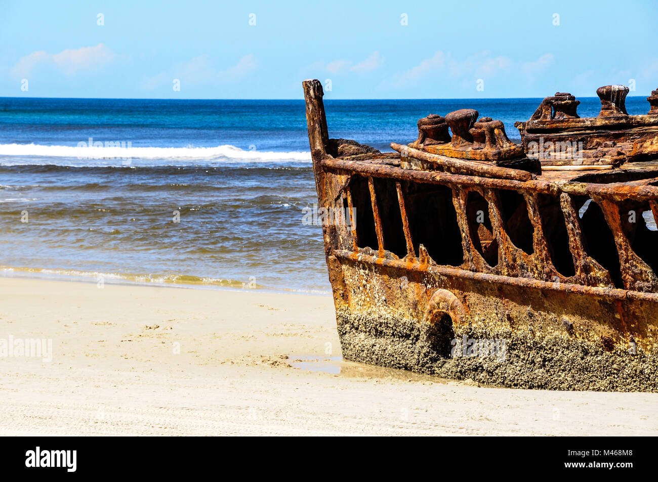 Maheno Schiffswrack auf Fraser Island 75 Mile Beach in Queensland, Australien Stockfoto