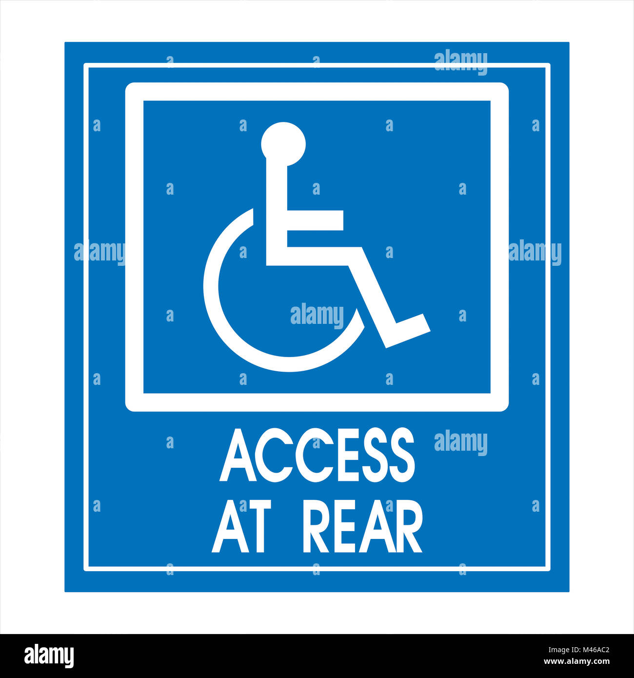 Handicap Zugang für Rollstuhlfahrer am hinteren Zeichen Stockfoto