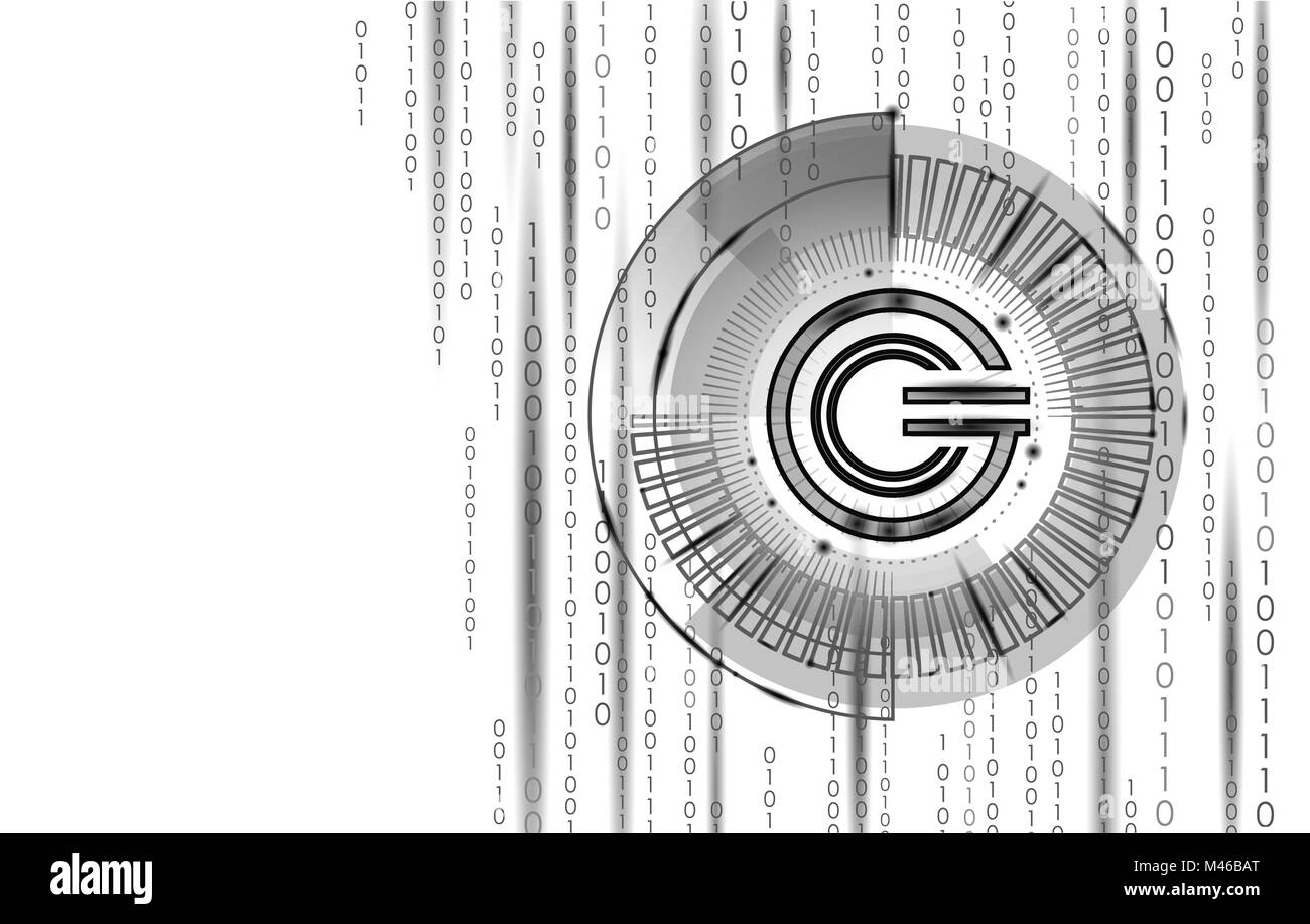 Globale cryptocurrency GCC Münze geometrische Symbol. 3D-Render hud target Display digital electronic banking Zukunft Innovation Business Technology Vector Illustration Stock Vektor