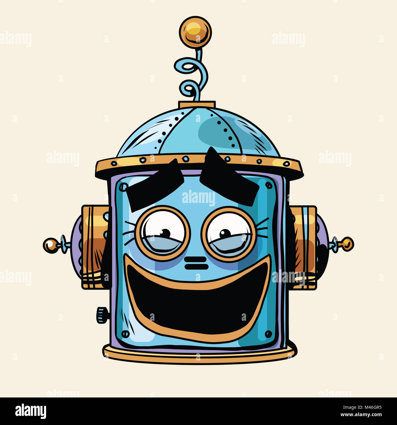 Emoticon lustig Lachen Emoji Roboter Kopf Smiley emotion Stockfoto