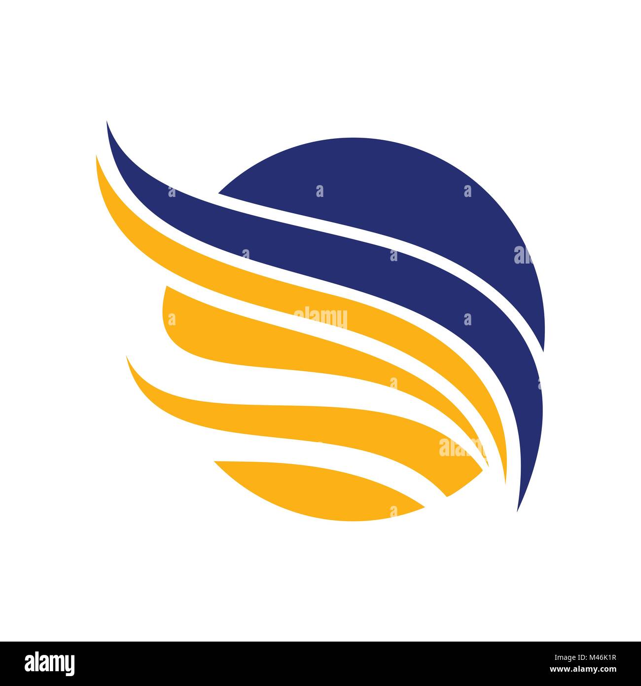 Abstrakte eingekreist Blau Gelb Flügel Vektor Symbol Grafik Logo Design Stock Vektor