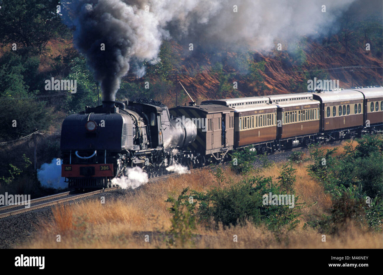 Simbabwe. In der Nähe von Bulawayo. Rail Safari. Dampfzug. Stockfoto