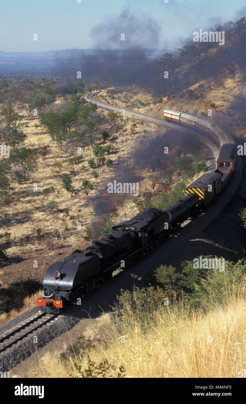 Simbabwe. In der Nähe von Bulawayo. Rail Safari. Dampfzug. Stockfoto
