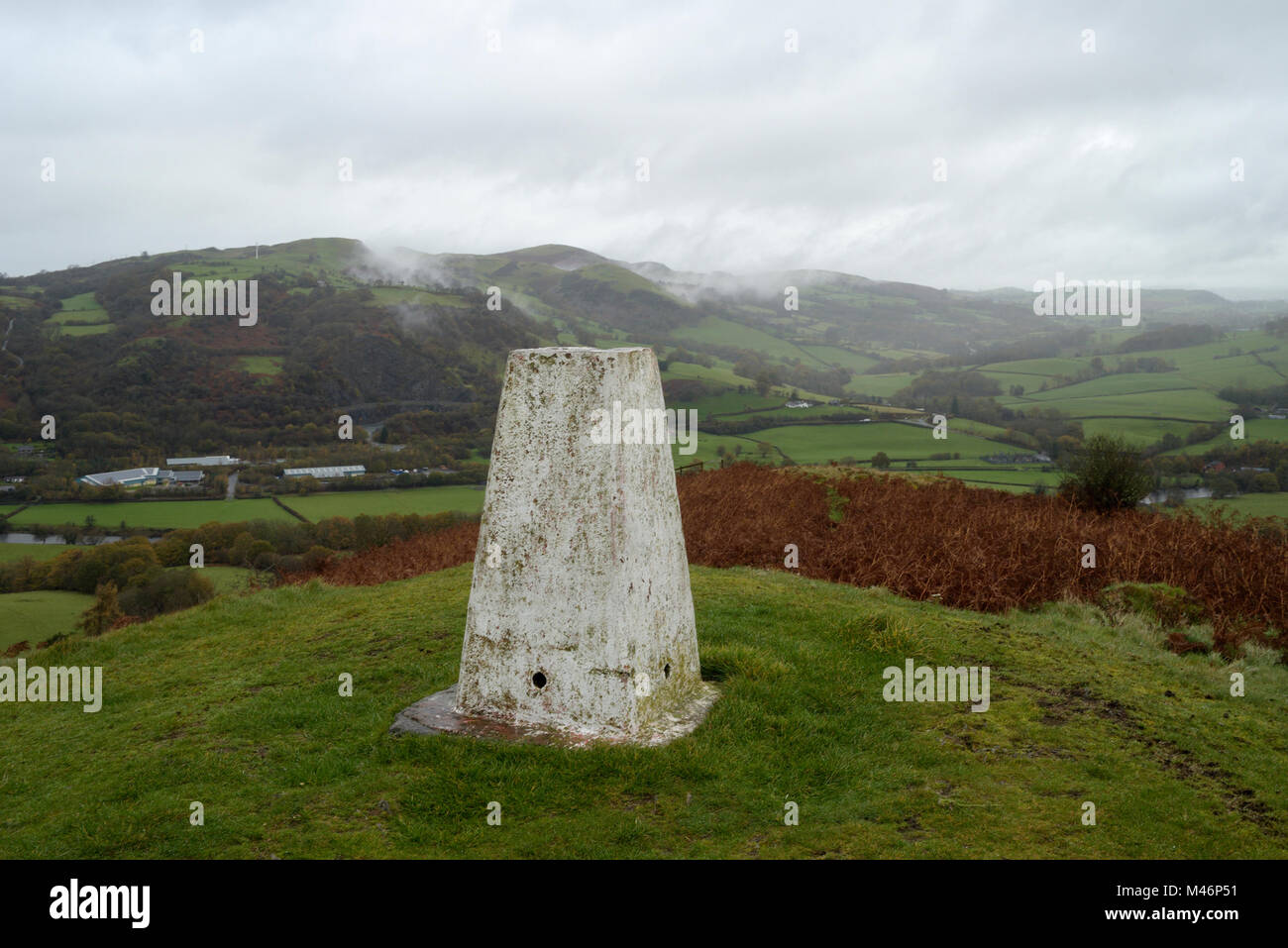 Garth Trig Point in der Nähe von Builth Wells Stockfoto