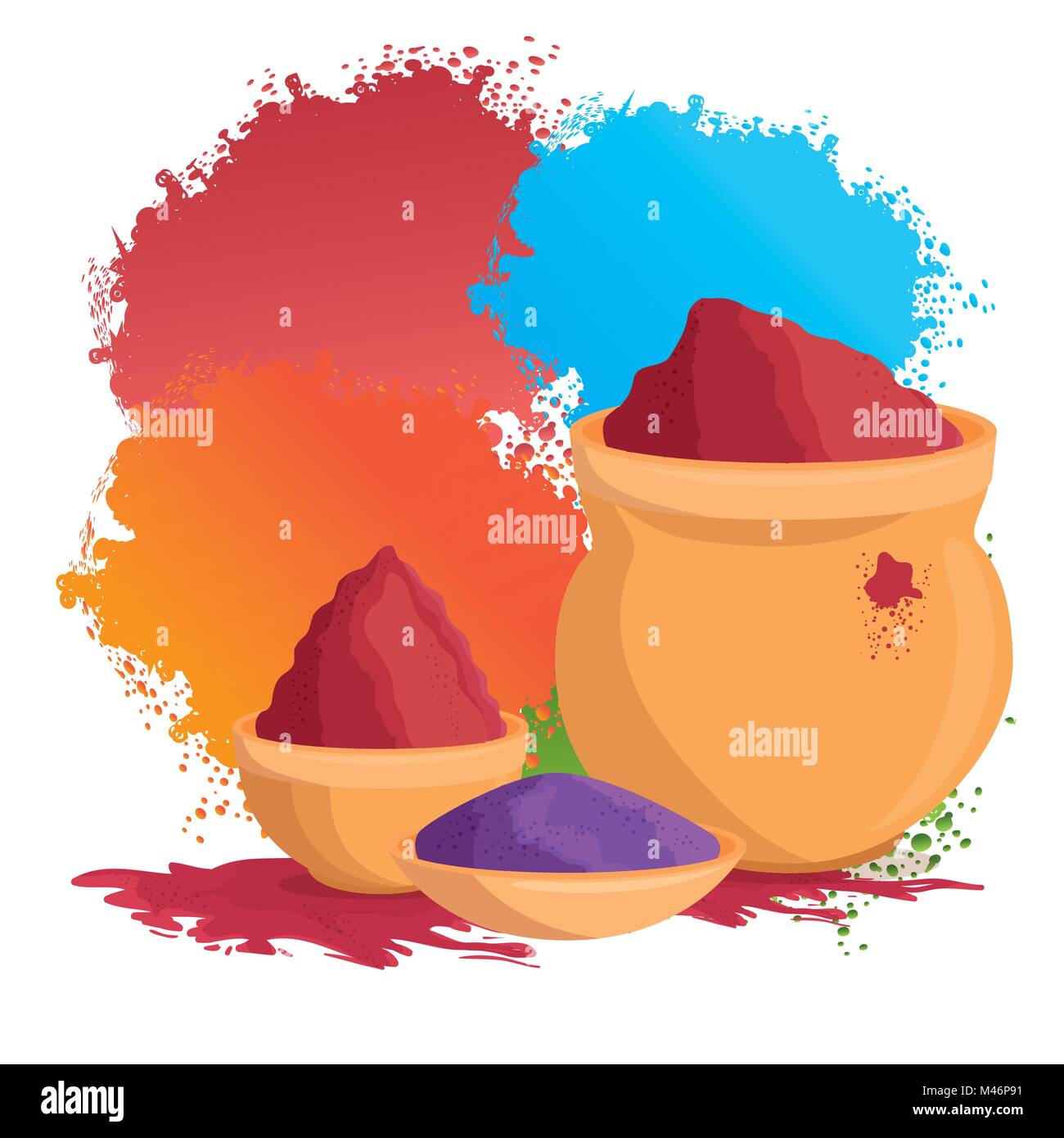 Happy Holi Festival Farben Symbole Vector Illustration Design Stock Vektor