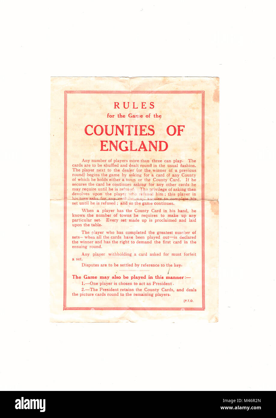 Vintage Spiel - die Grafschaften Englands Kartenspiel 2. Serie (c.1860) produziert von John Jaques Stockfoto