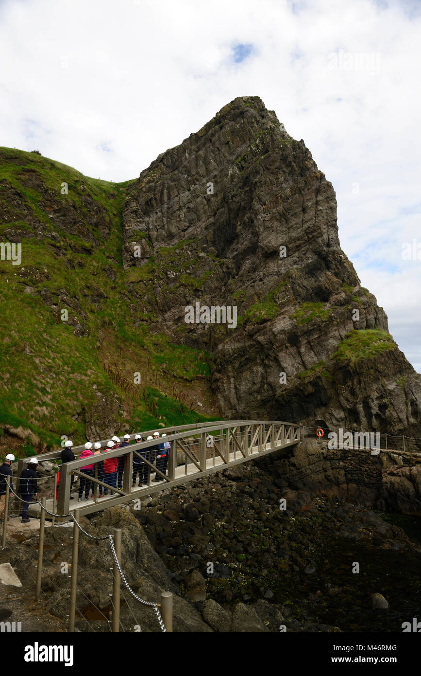 Die Gobbins Cliff Path, dramatische Klippe gehen, Metall, Brücke, Brücken, Causeway Coastal Route, Islandmagee, County Antrim, Nordirland, RM Irland Stockfoto