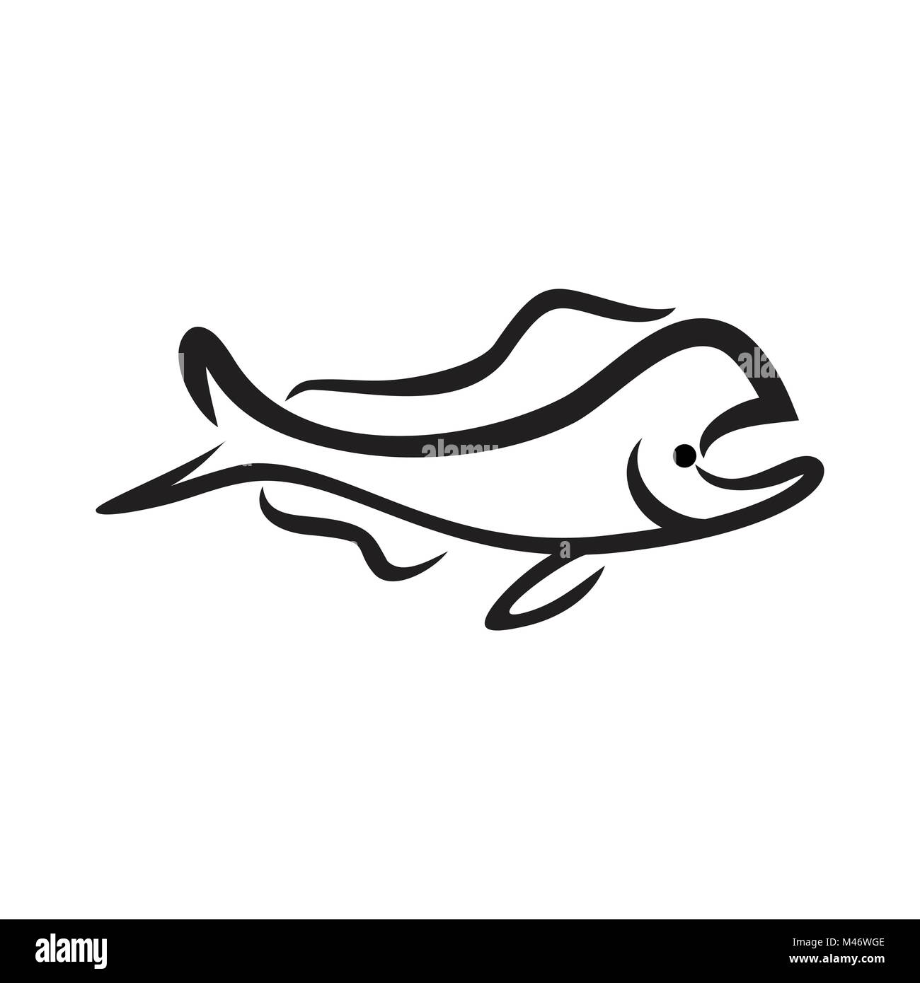 Abstrakte Fisch Line Art Symbol Logo Vector Graphic Design Stock Vektor