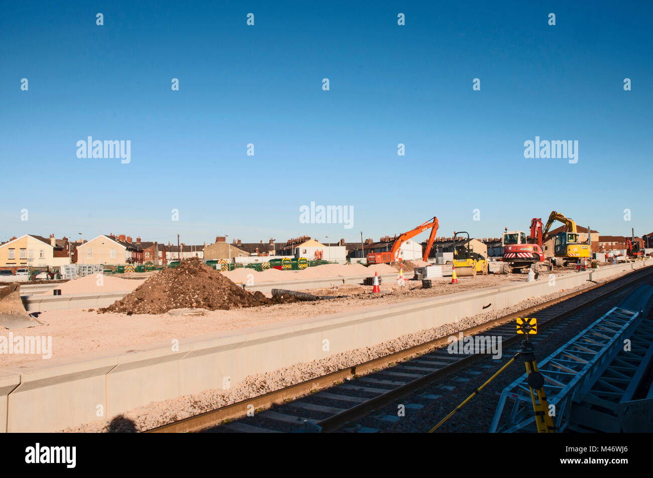 Vorbereitung Plattformen bei Blackpool North Station für die Elektrifizierung der Linie von Preston Stockfoto