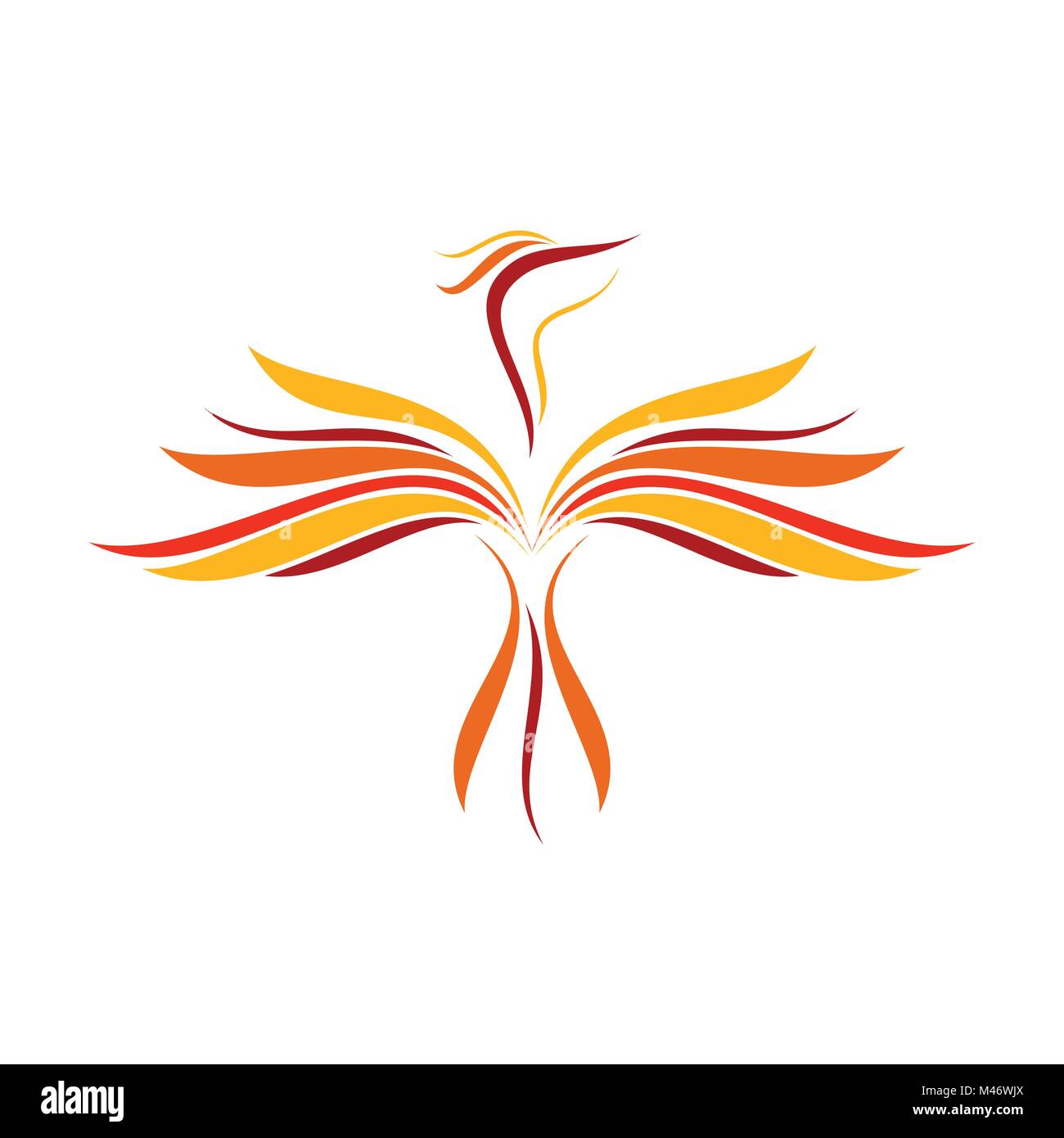 Abstrakte Flame Flying Phoenix Line Art Vektor Symbol Grafik Logo Design Stock Vektor