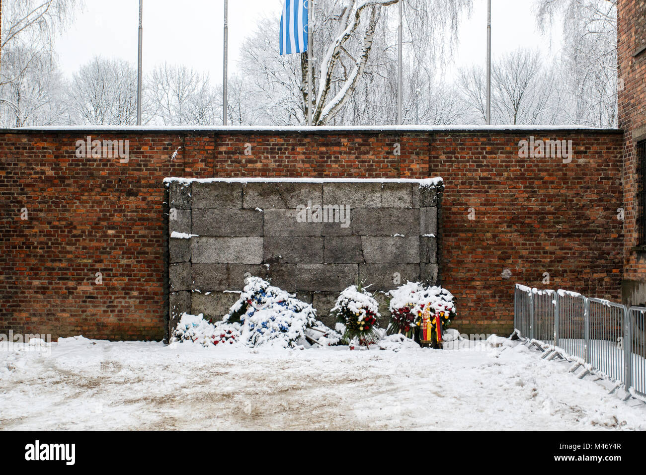 Auschwitz, weniger Polen/Polen - 04.Februar 2018: Auschwitz Birkenau, Nazi Konzentrations- und Vernichtungslager. Stockfoto