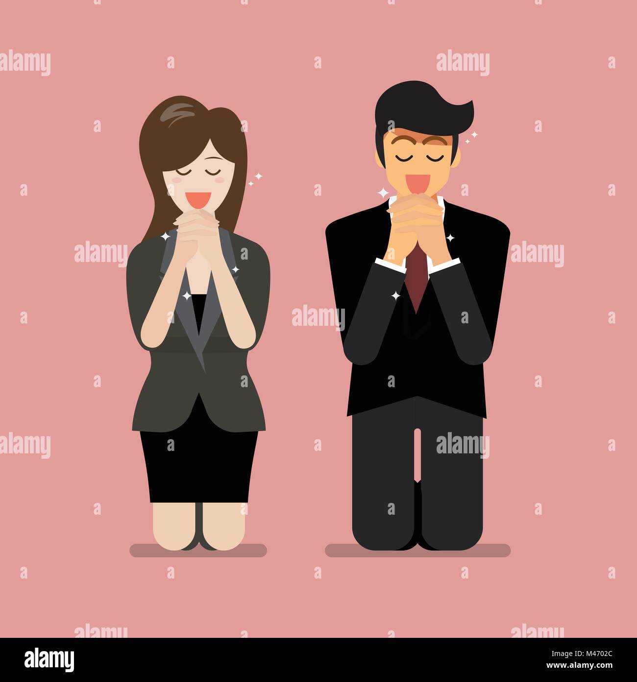 Der Mann und die Frau zu Gott beten. Vector Illustration Stock Vektor