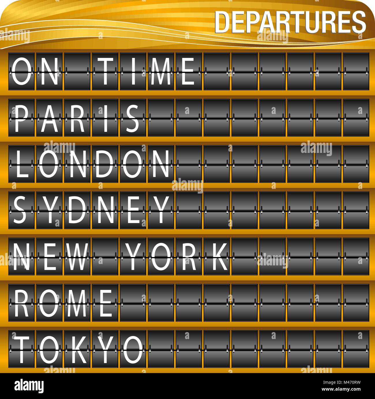 Ein Bild von einem Gold Abflüge Travel Board isoliert auf Weiss. Stock Vektor