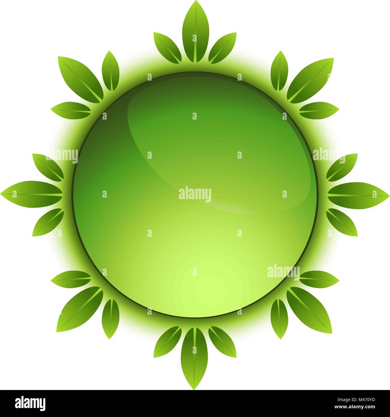 Ein Bild von einem leuchtenden grünen Blätter Globussymbol. Stock Vektor
