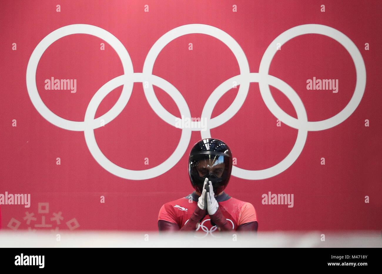 Lettlands Martins Dukurs am Tag sechs der Olympischen Winterspiele 2018 PyeongChang in Südkorea. Stockfoto