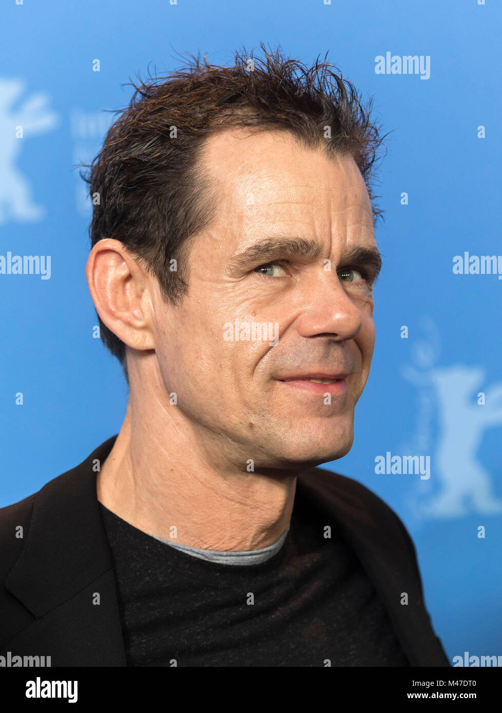 Tom Tykwer stellt auf die Jury photocall während der 68. Internationalen Filmfestspiele Berlin, Berlinale, im Hotel Grand Hyatt in Berlin, Deutschland, am 15. Februar 2018. - Keine LEITUNG SERVICE - Foto: Hubert Boesl/dpa Stockfoto