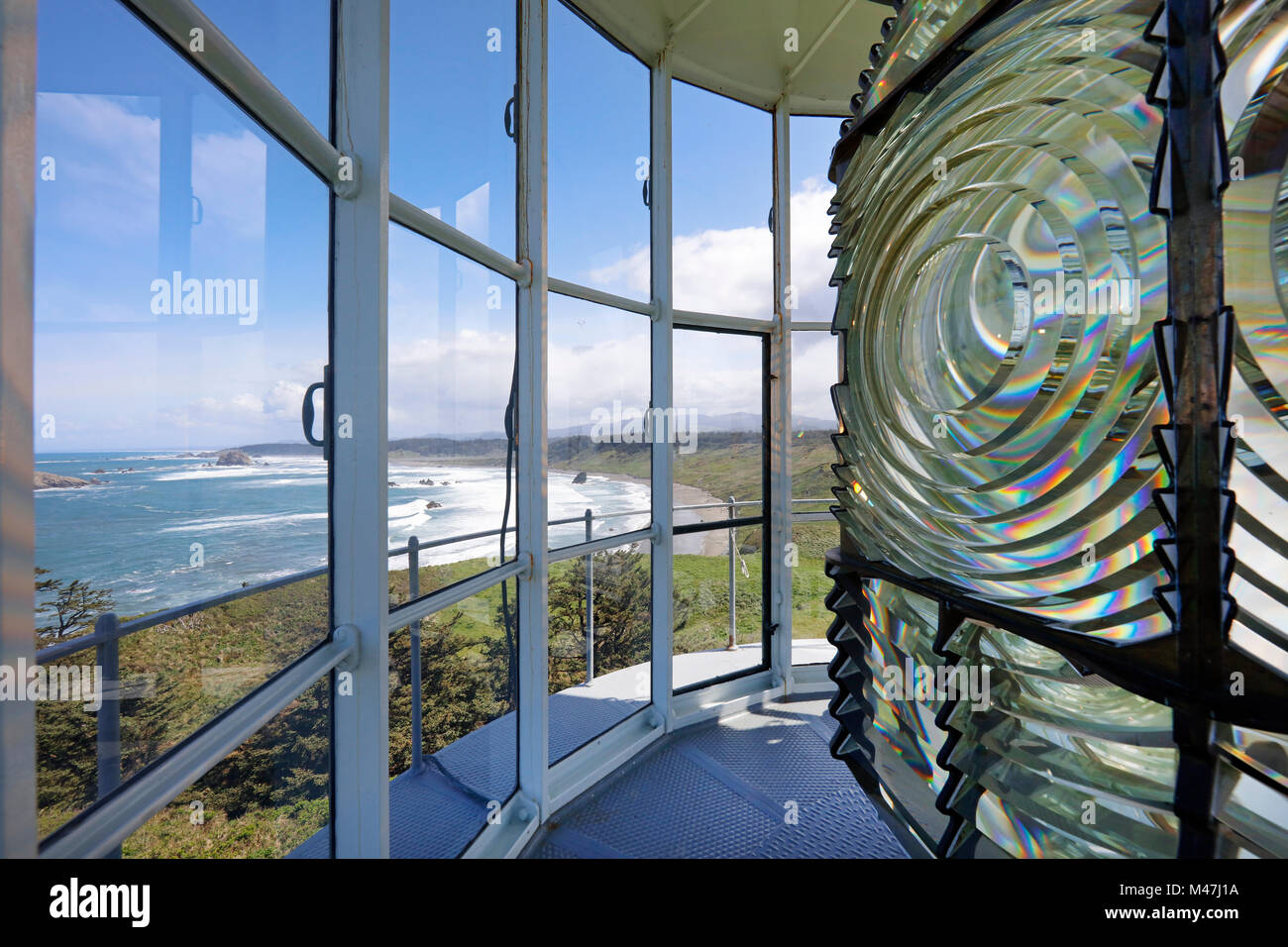 Blick von der Spitze des Cape Blanco Lighthouse, Oregon, USA. Stockfoto