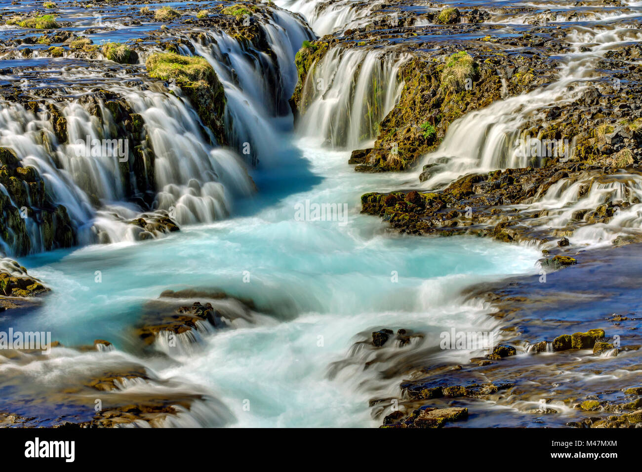 Detail der schöne Bruarfoss Wasserfall in Island Stockfoto