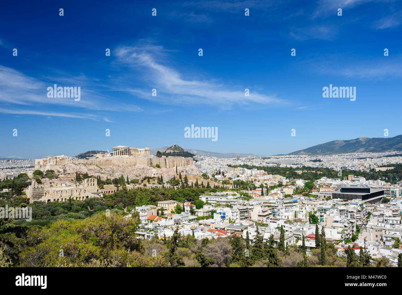 Akropolis-Hügel-tagsüber Stockfoto