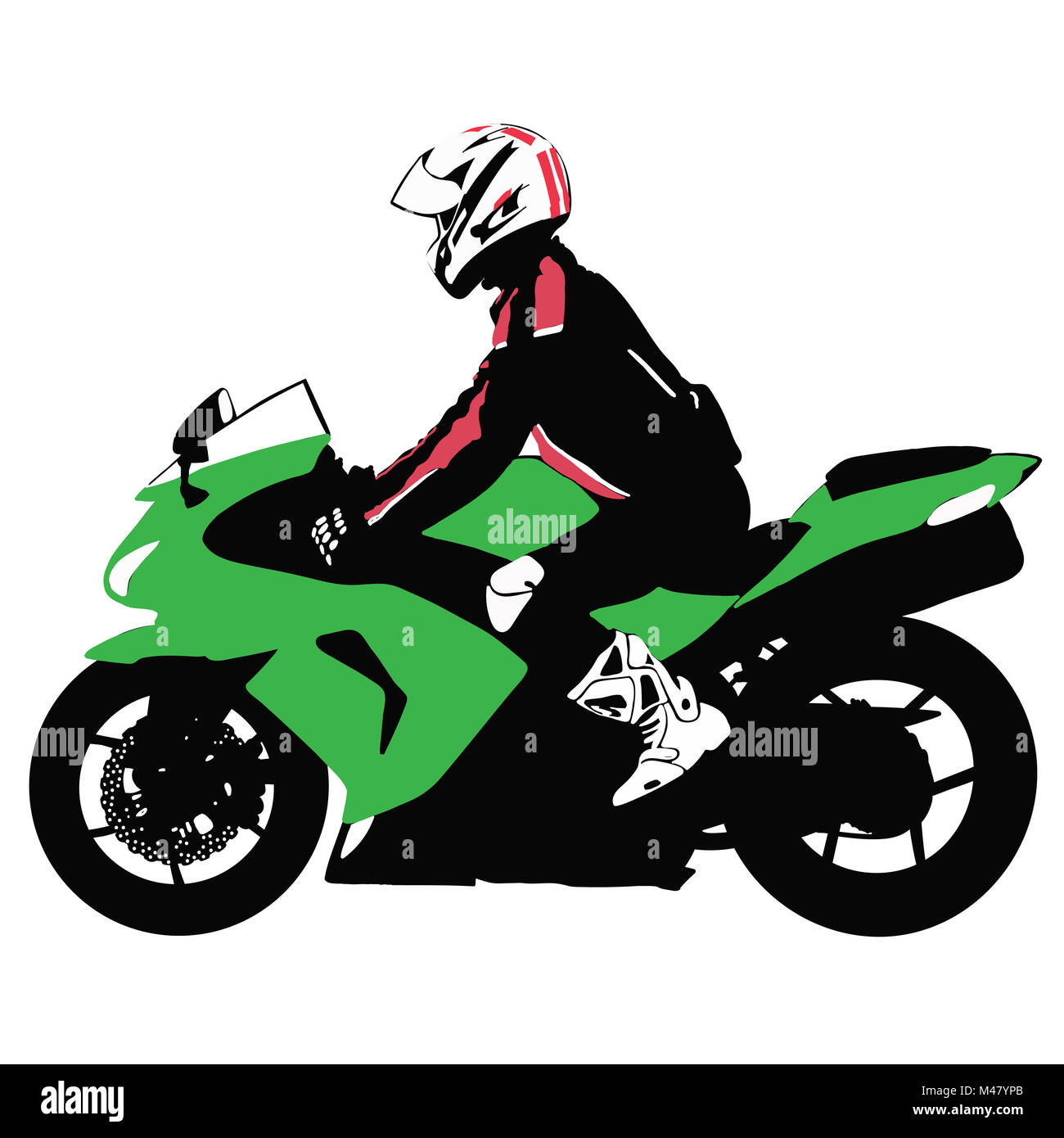 Biker auf der Motorrad-Reisen - Silhouette mit Farbe Stockfoto
