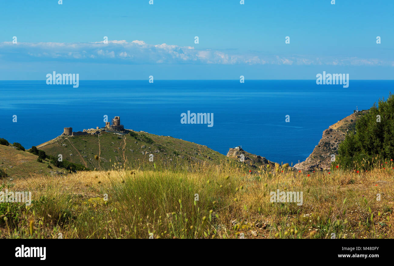 Genuesischer Festung Cembalo gebaut Anfang im Jahre 1357. Stockfoto