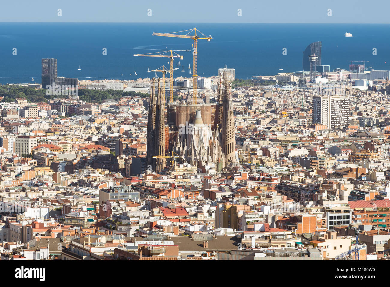 Die Welt der berühmten Sagrada Familia in Barcelona. Stockfoto