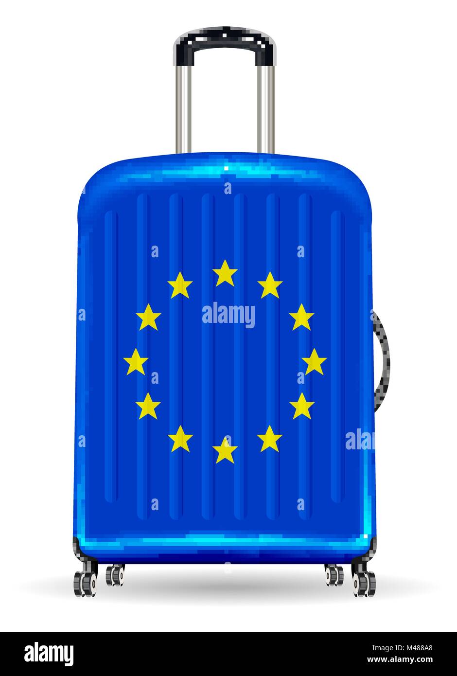 Echten Reisegepäck Tasche mit europäischen Flagge Stock Vektor