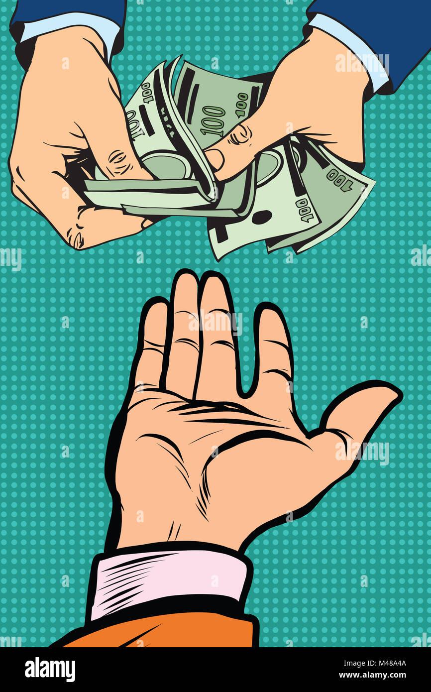 Hand, Geldspenden Stockfoto