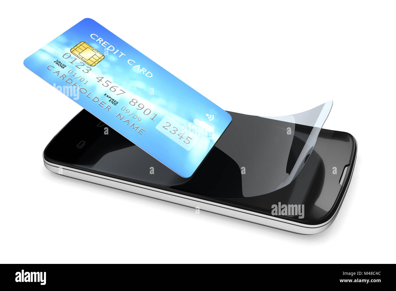 Vorbereitung ein Smartphone mit einer Schutzfolie Stockfoto