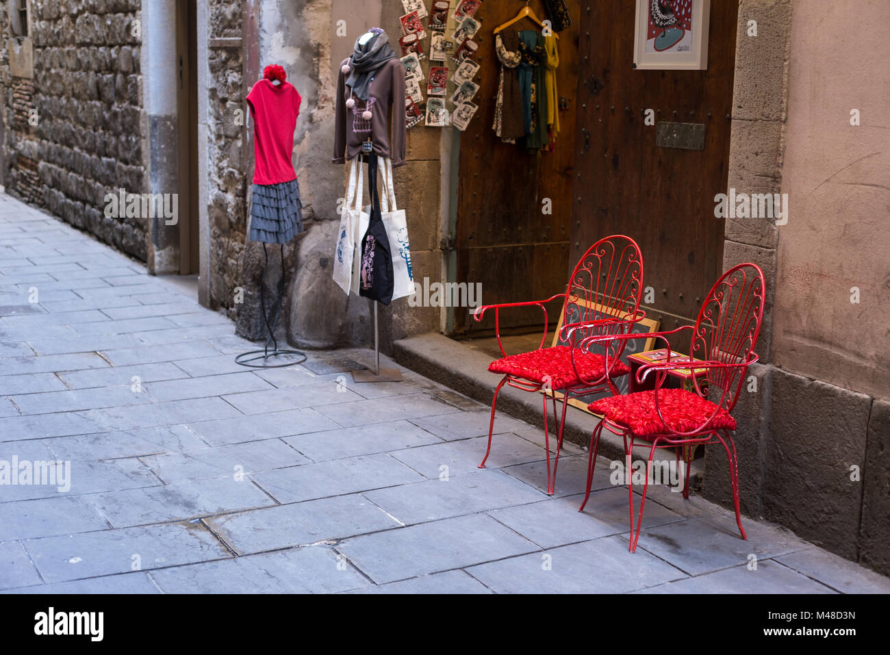 Geschäfte und Läden im Stadtteil La Ribera Barcelona Stockfoto