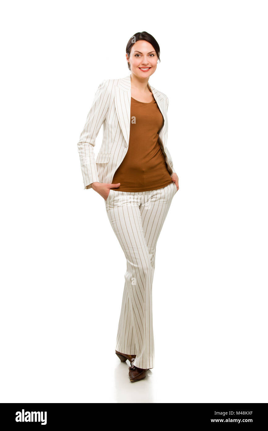 Full Length Portrait Of Happy Business Woman Stockfoto