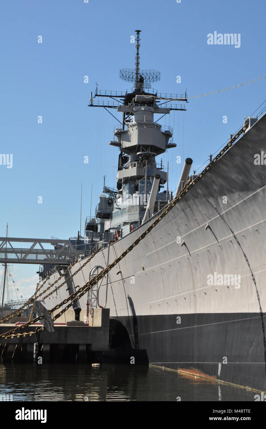 USS Wisconsin Schlachtschiff (BB-64) in Norfolk, Virginia Stockfoto