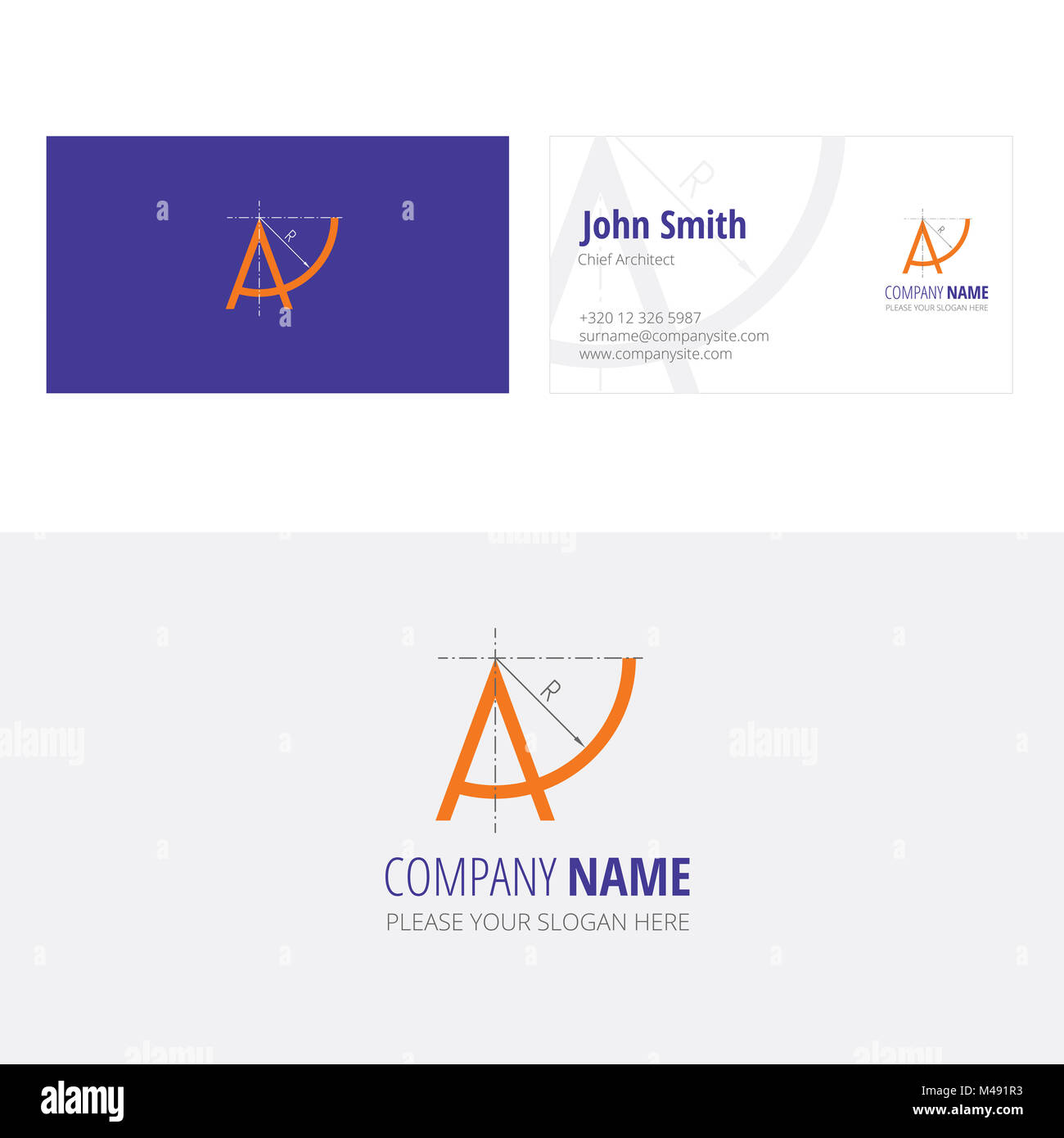 Ein Unternehmen Architektur Bau logo corporate business card Stockfoto