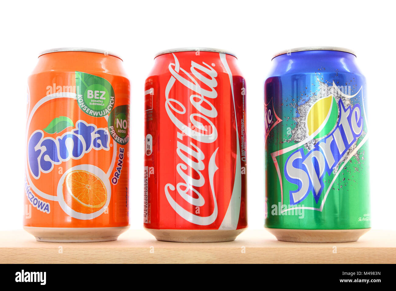 Warschau, Polen - 20. Mai: Fanta, Coca-Cola und Sprite Getränke am 20. Mai 2011 in Warschau. Die Getränke sind flag Produkte der Coca Cola Company, die uns hatte $ Stockfoto