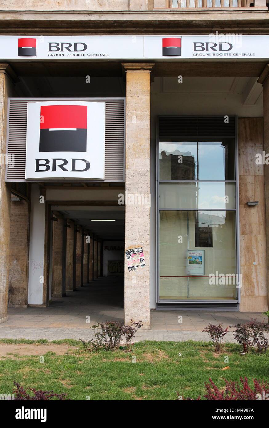 Bukarest, Rumänien - 19. August: BRD Groupe Societe Generale zweigniederlassung am 19 August, 2012 in Bukarest, Rumänien. Ist das 2. größte Bank durch Vermögenswerte (ca. 8 Stockfoto
