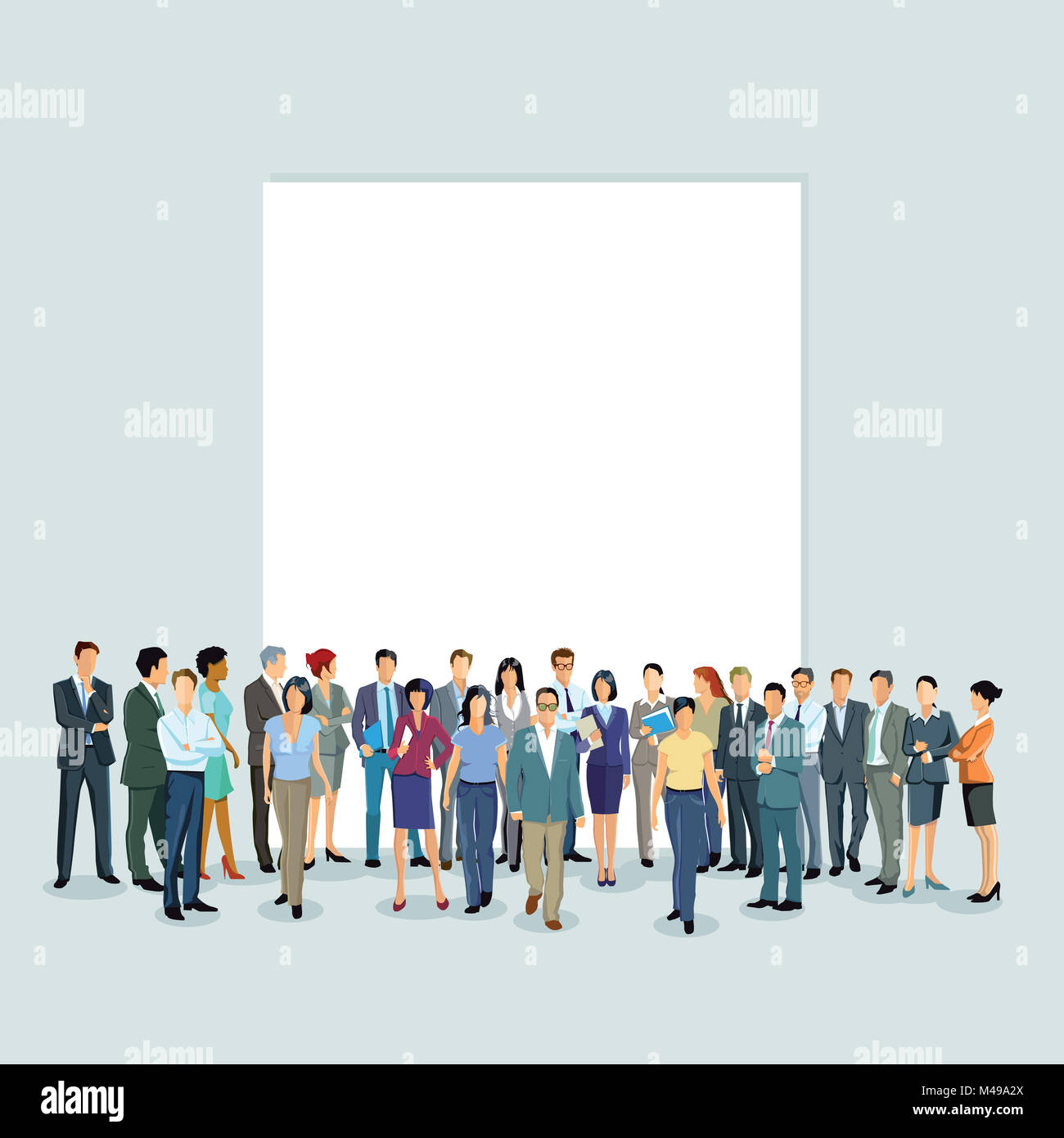 eine Gruppe von Menschen vor einer weißen Wand Stockfoto