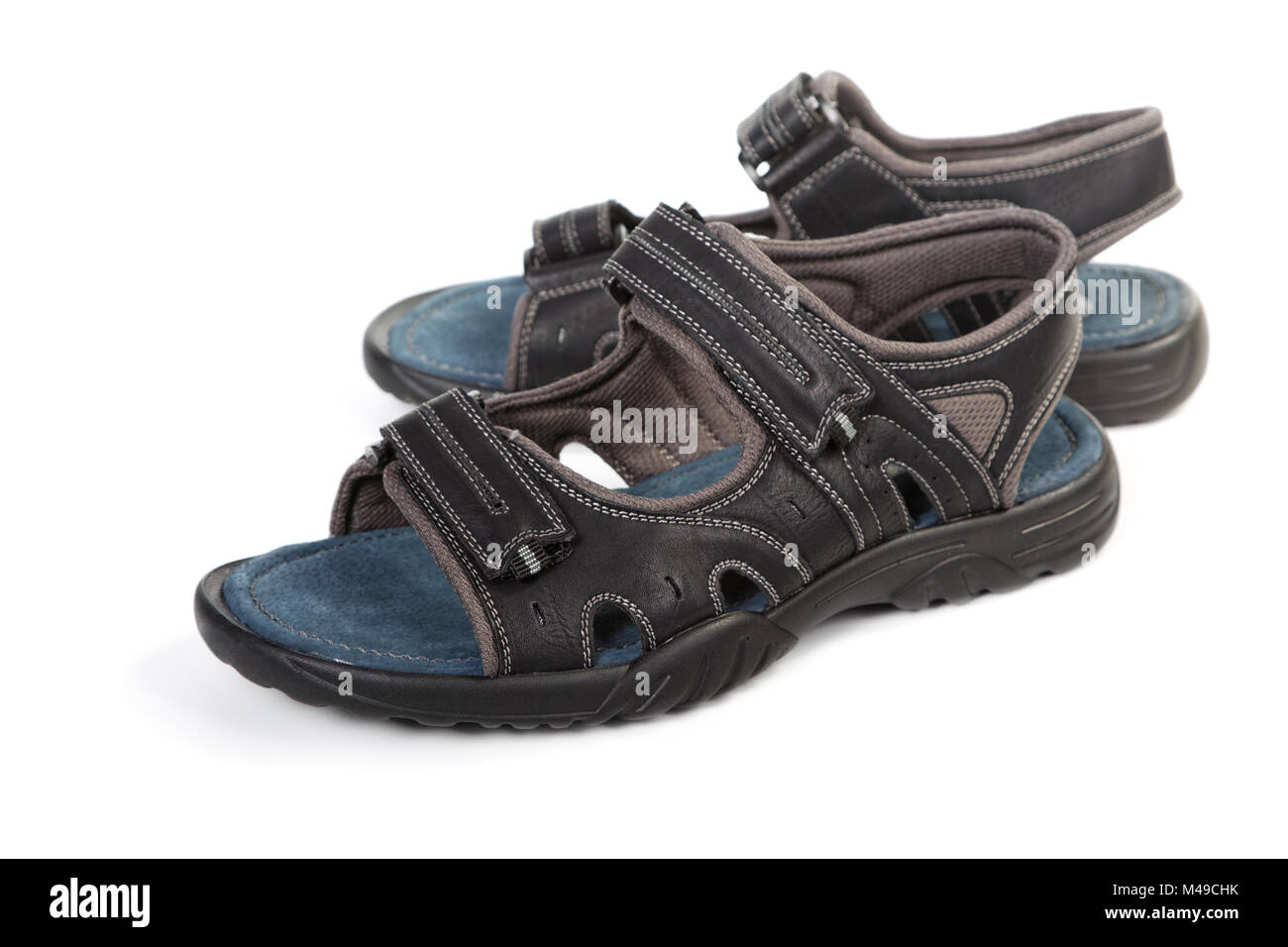 Sommer Herren Sandalen isoliert auf weißem Hintergrund Stockfoto