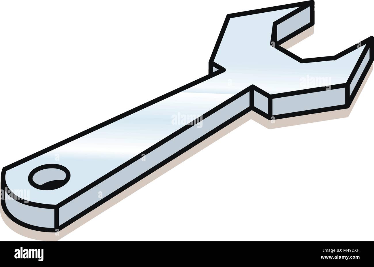 Schraubenschlüssel lineare Isometrische lustig cartoon Style Icon. Vector EPS Abbildung 8. Stock Vektor