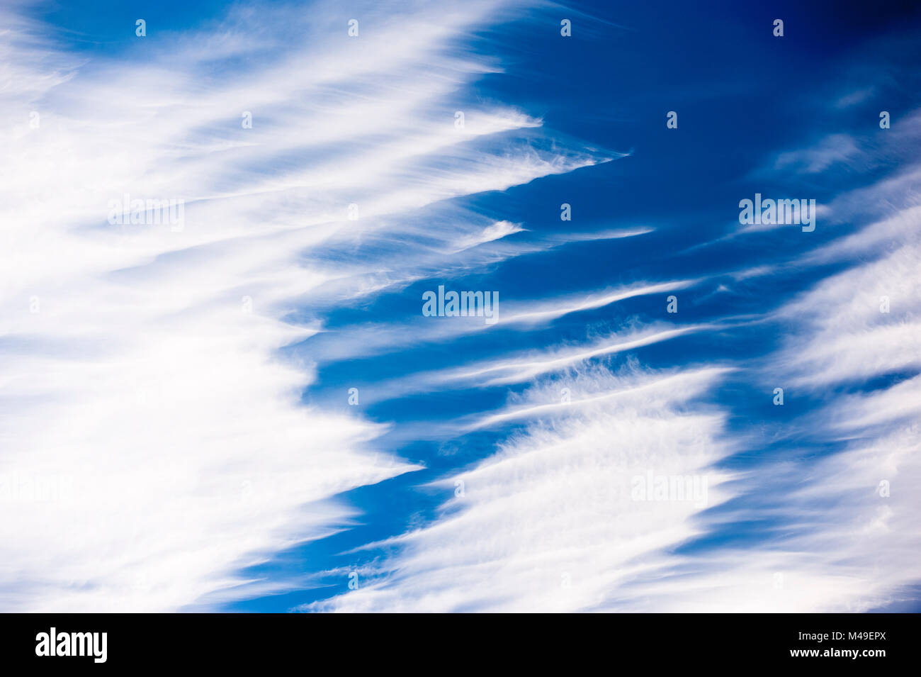 Zirruswolken angezeigte Windscherung, Brechin, Schottland, UK, September. Stockfoto