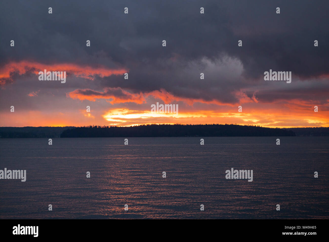 United States, Washington, Puget Sound, Sonnenuntergang Stockfoto