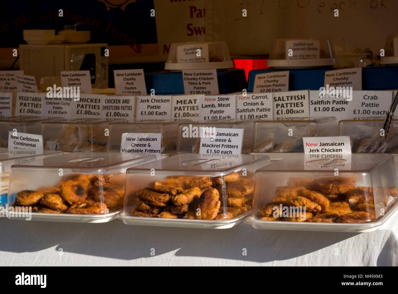 Karibik Food Stall Stockfoto