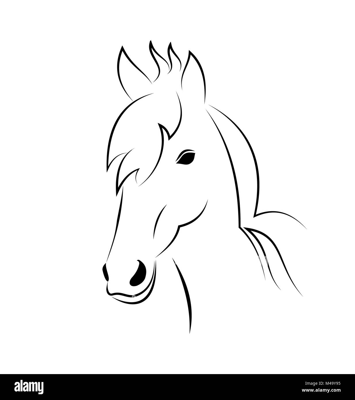 Symbol Umriss Kopf Pferd isoliert auf weißem Hintergrund Stockfoto Symbol Umriss Kopf Pferd isoliert auf weißem Hintergrund Stockfoto