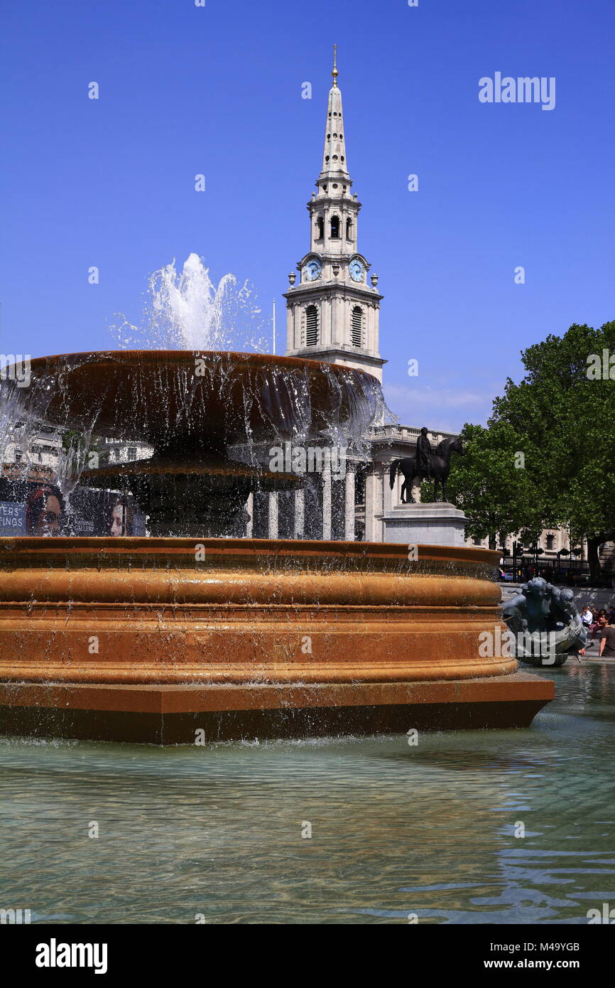 National Gallery und Trafalgar Square in London. Stockfoto