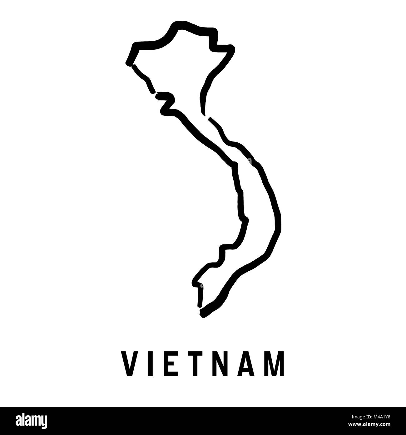 Vietnam einfache Karte outline-glatten vereinfachte Land formen Karte Vektor. Stock Vektor