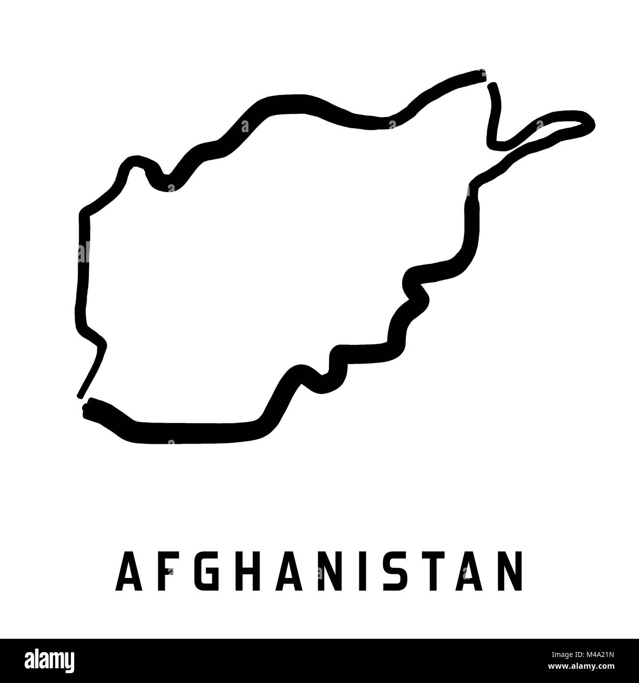 Afghanistan einfache Karte outline-glatten vereinfachte Land formen Karte Vektor. Stock Vektor